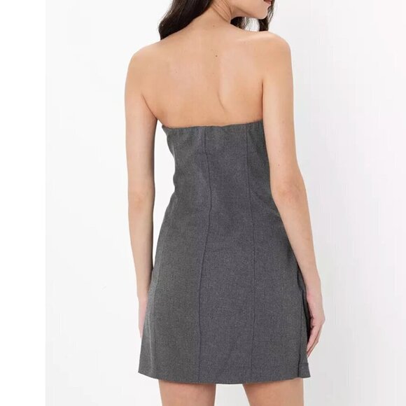 Zara Strapless Mini Dress NWT Grey - Picture 4 of 10